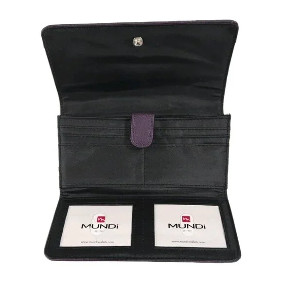 Mundi Purple Wallet File Master RFID Blocking Accordion Style Snap Closure - New - Picture 2 of 5